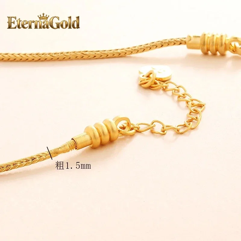 EternaGold  Luxury 24K 9999 Pure Gold real gold Snake bone bracelet 1.5MM aperture universal bracelet versatile through hole pen