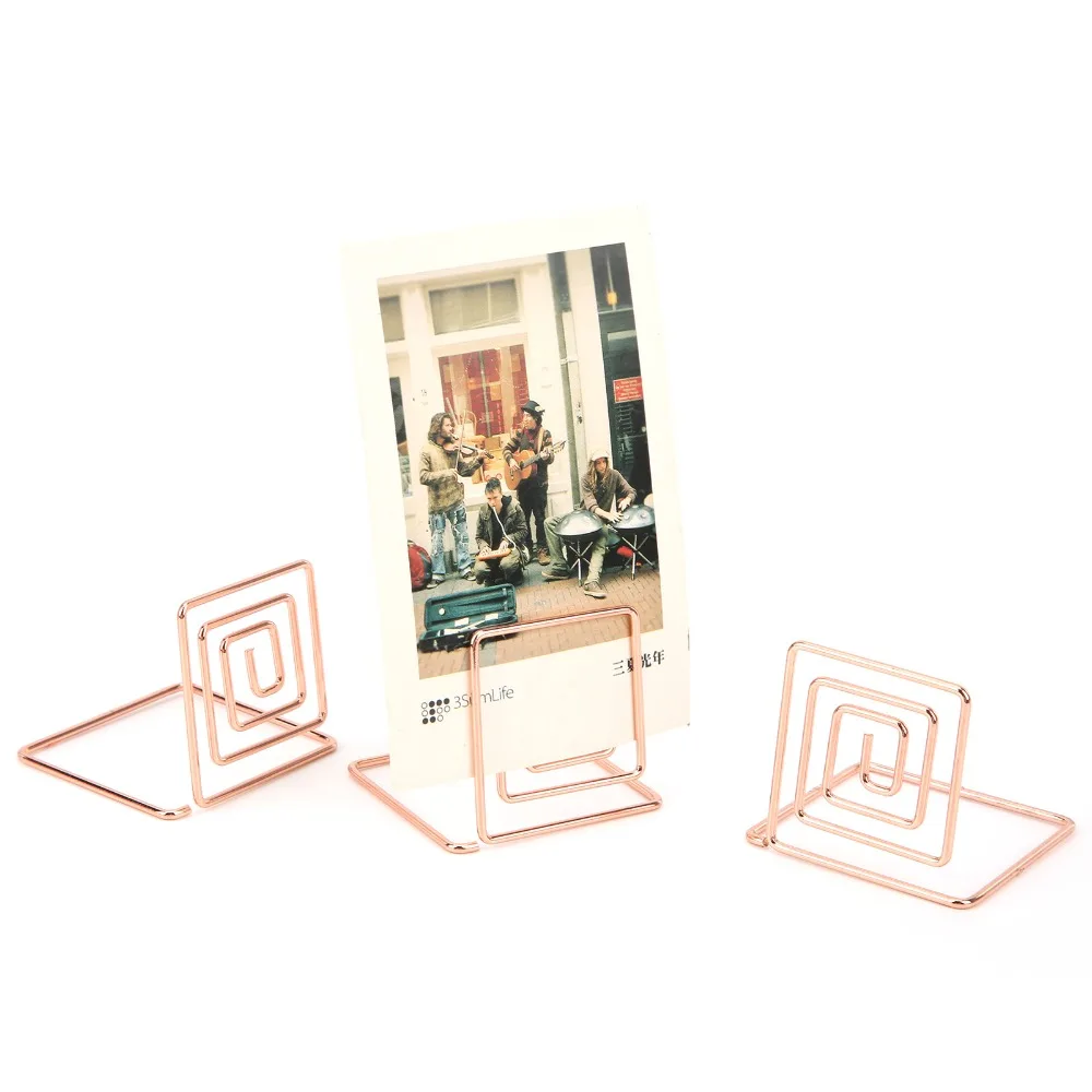 10Pcs Silver/ Rose Gold/ Gold Business Card Holder Metal Material Square Business Card Organizer Multi-Purpose Decorative