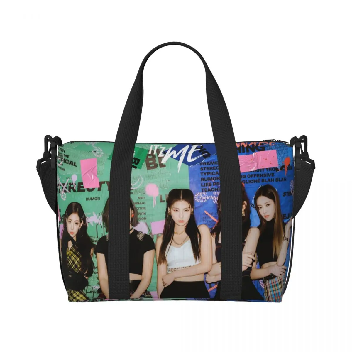 Custom Large Kpop Group Itzys Korean Girls Singer Tote Bag Women Shopper Shoulder Beach Gym Travel Bag