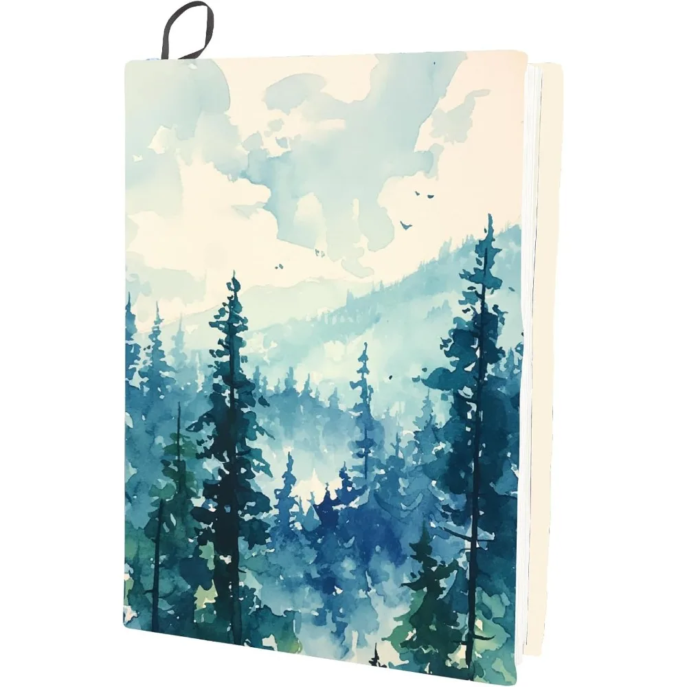 Tree Stretchable Book Cover Forest Washable Reusable Large Nylon Book Protector Elastic Notebook Wraps Suitable for 9 x 11in