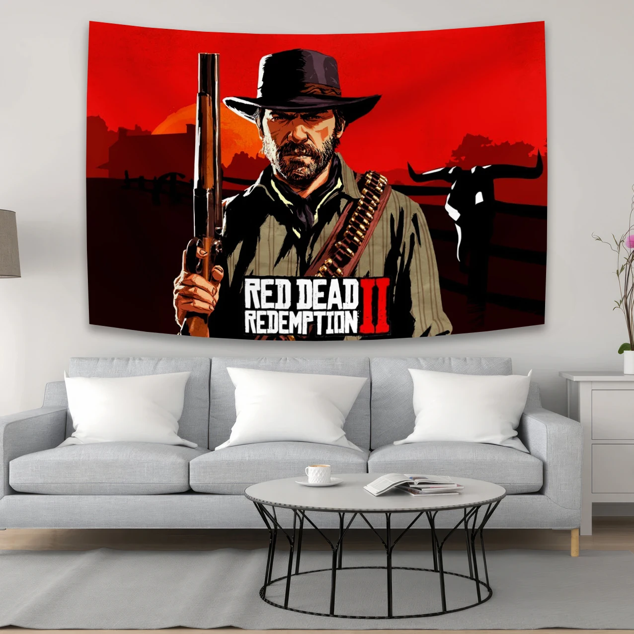 Red Dead Redemption 2 Poster Tapestry Hippie Psychedelic Retro Room Decoration Bedside Hanging Cloth