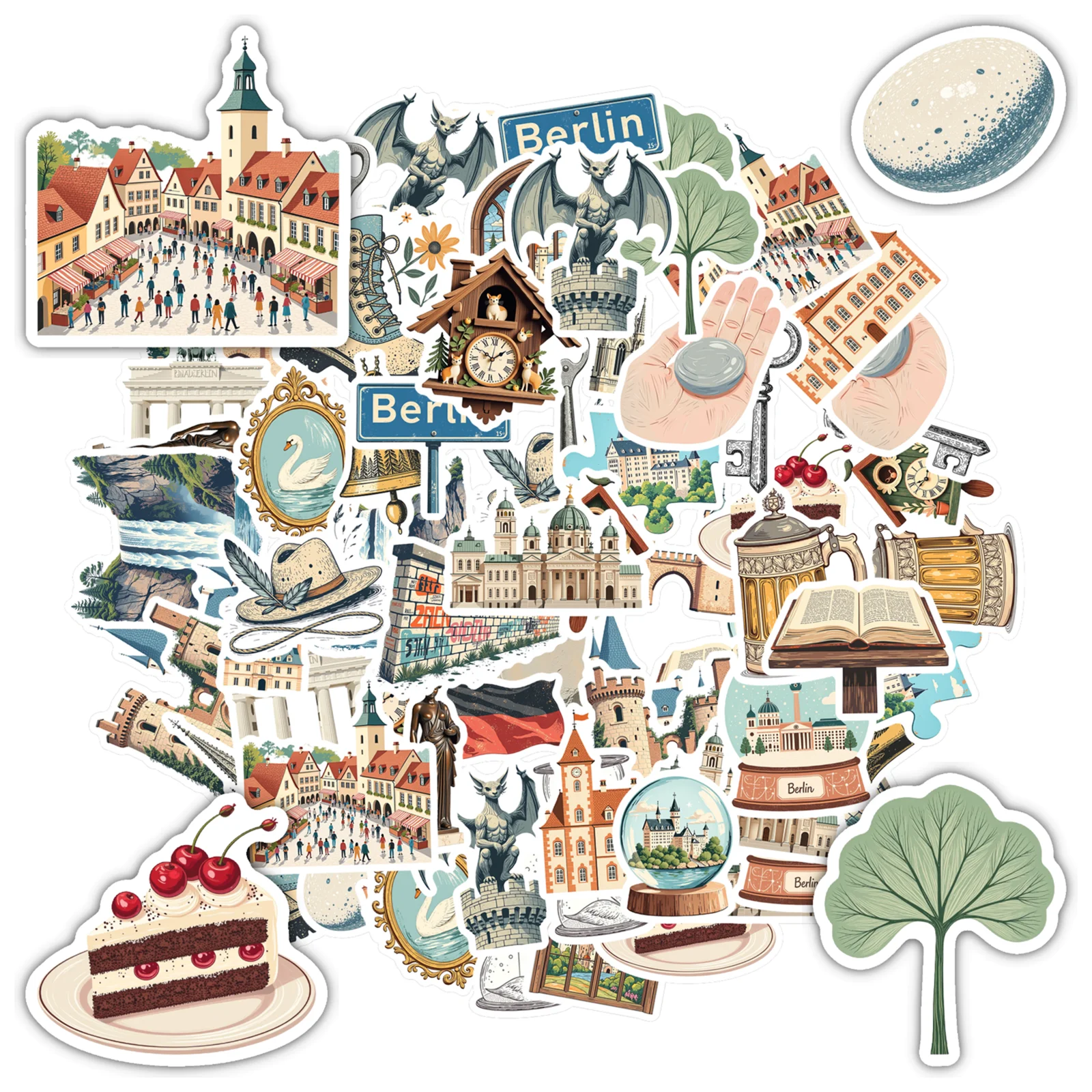 

35-100 шт. художественных культурных наклеек, винтажные наклейки с достопримечательностями, наклейки для творчества, канцелярские наклейки для телефона, гитары, ноутбука, тетради