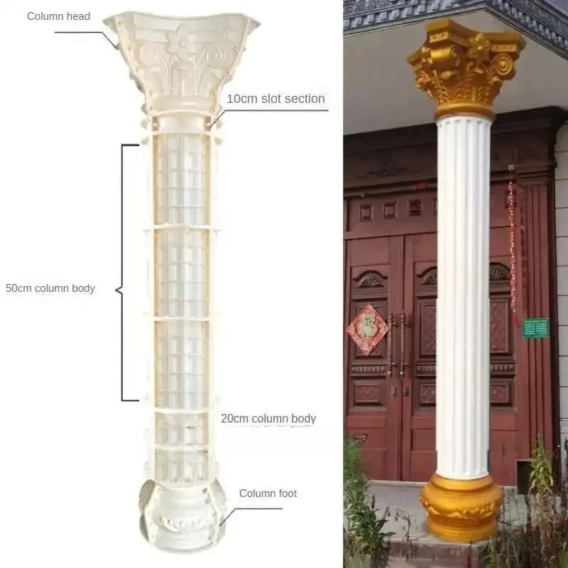 Roman Column Mold Balcony Pillar Cement Mold European Villa Gate  ABS Plastic Building Template Garden Decoration Outdoor Model
