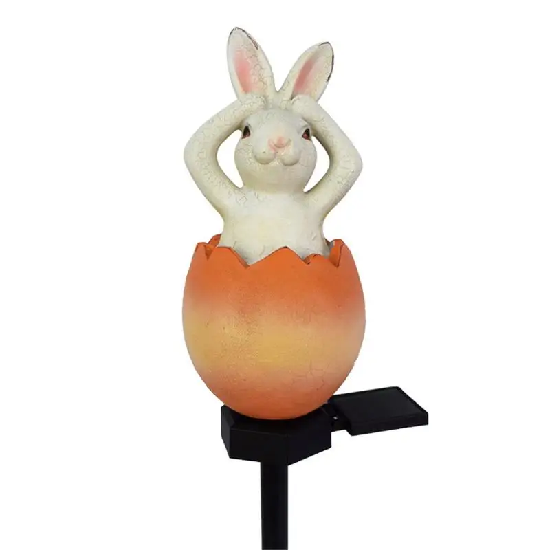 Luci solari del palo di pasqua luci solari del paesaggio per esterno luci di terra Decorative a LED impermeabili uovo di pasqua e Design del coniglietto