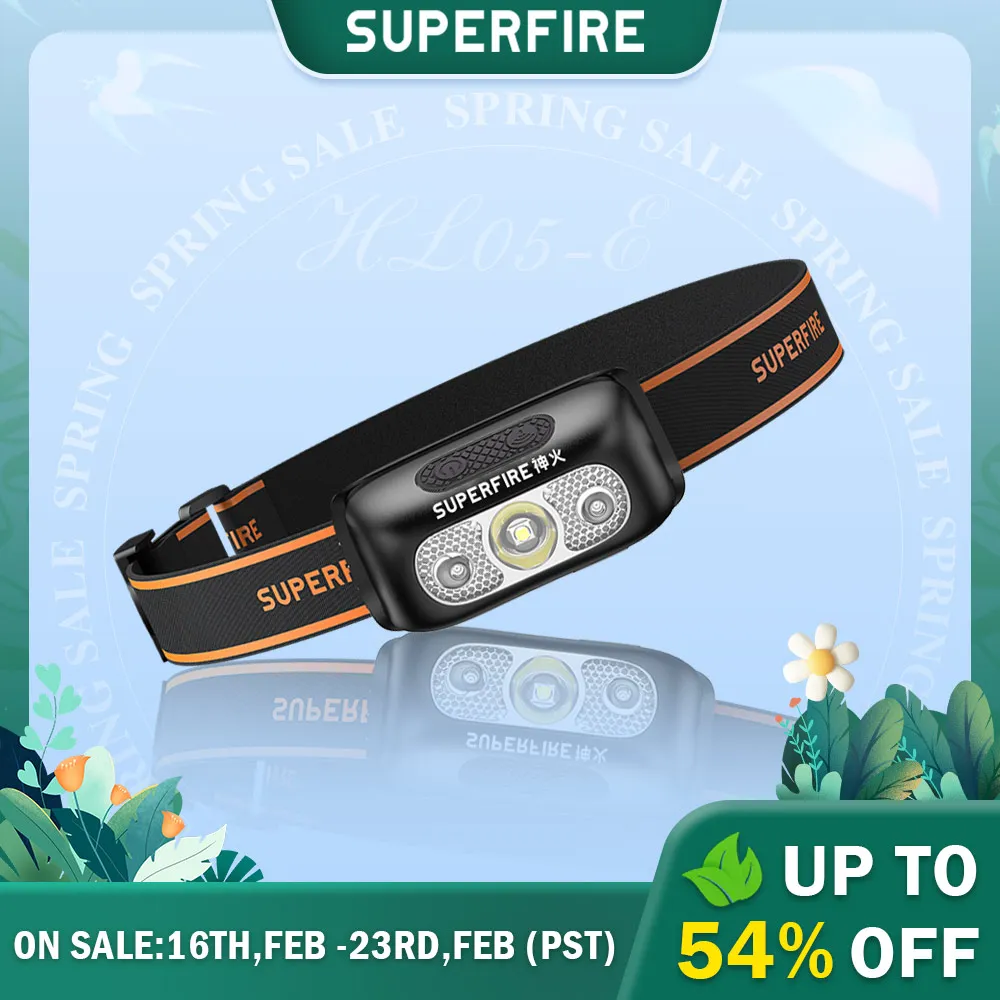 SUPERFIRE HL05-Y/E/G Series LED Headlamp With Motion Sensor Headlight USB Rechargeable Camping Fishing Head flashlight Lantern