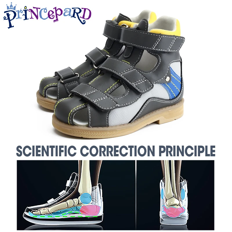Princepard Orthopedic Kids Sandals Boys Children Summer Corrective Shoes Flat Feet Clubfoot Footwear with Arch Support