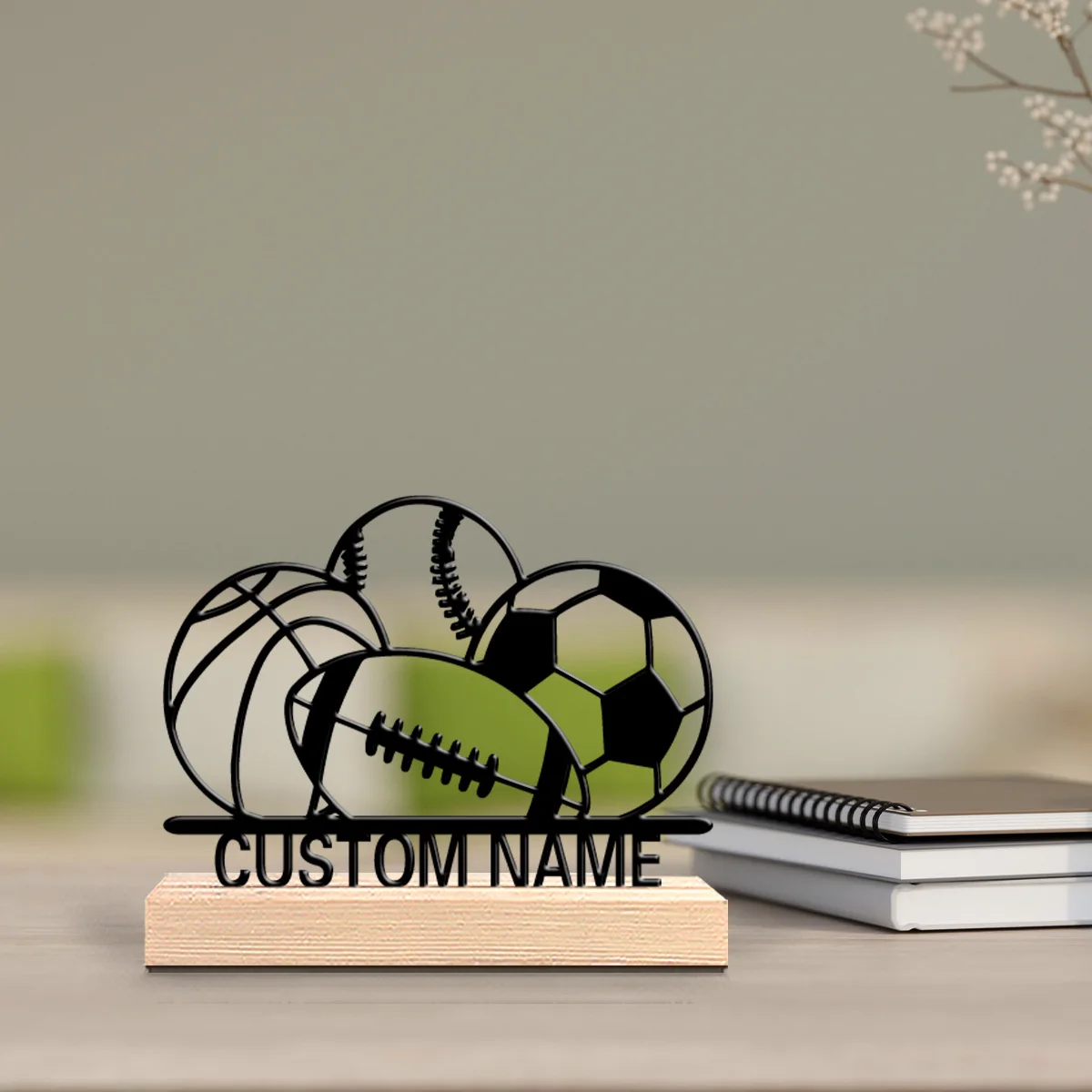 1pc Cartoon Personalized Custom ball Botanical Wooden Base Desk Art for Nature Lovers Office Zen Calm Spaces Wedding Decorations view 3