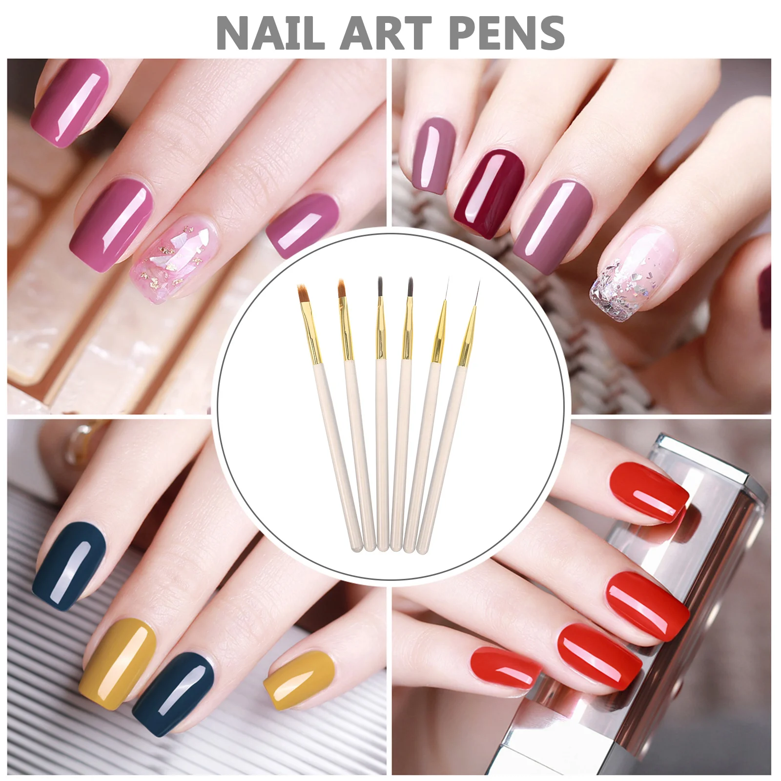6pcs Nail Art Tools Set Liner Brush For Gradient Gel Polish Manicure Detailing Painting Women'S Nail Design Salon Accessories