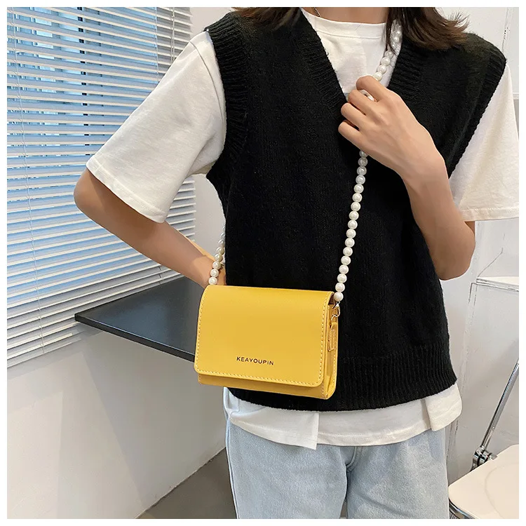 

Spring and Summer Small Bags for Women Fashionable and Simple Ins Bead Chain Bag, Single Shoulder Crossbody Bag
