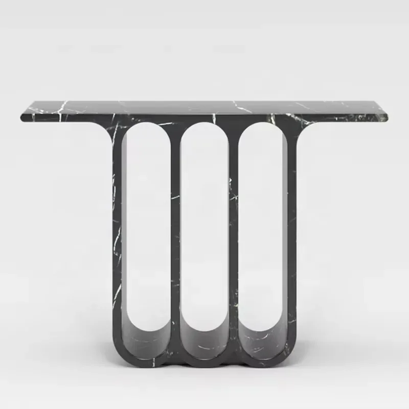 Nordic Modern Classic Black Marble Arch Console Table for Entrance Passage Living Room Home Decoration Furniture Design