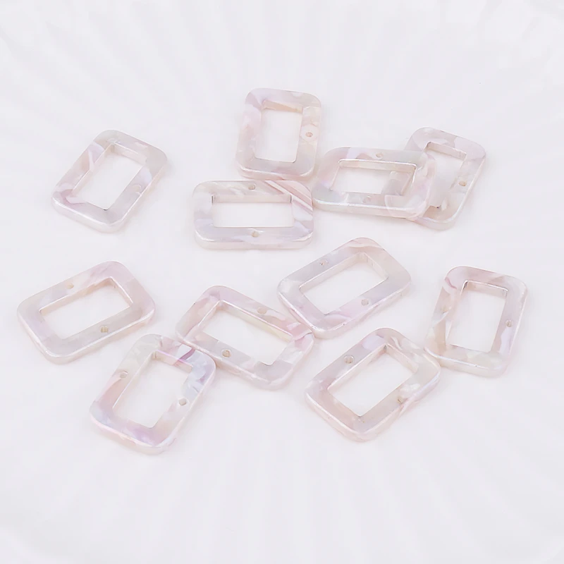 10pcs 22x15mm Square Acrylic Double Hole Connectors for DIY Jewelry Making Necklace Key Chain Earring Bracelet Hair Accessories