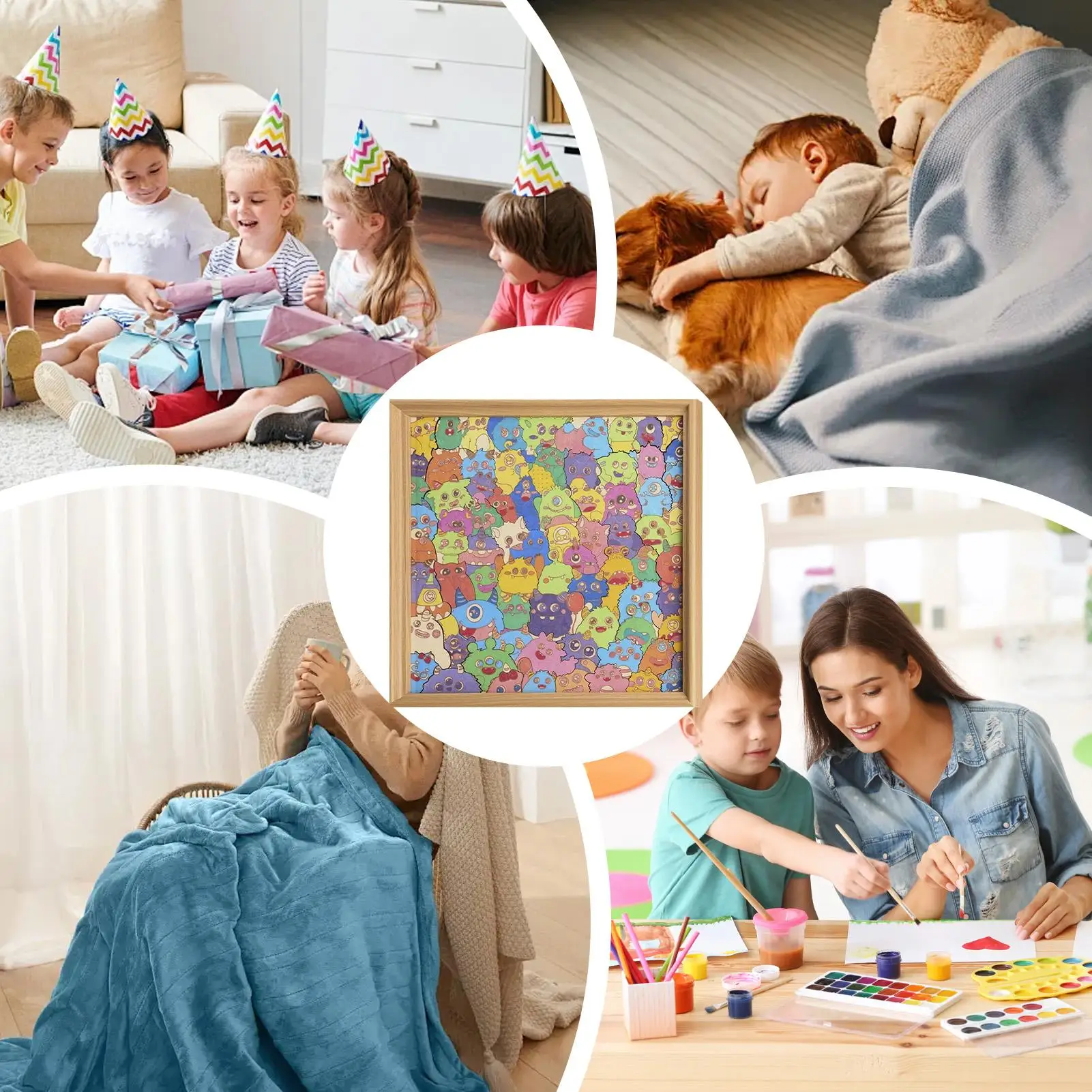 Rompecabezas de madera para niños, marco de animales de madera, Kit de decoración de juguetes divertidos, rompecabezas desafiadores para niños, estante de pared para niños, hogar y familia