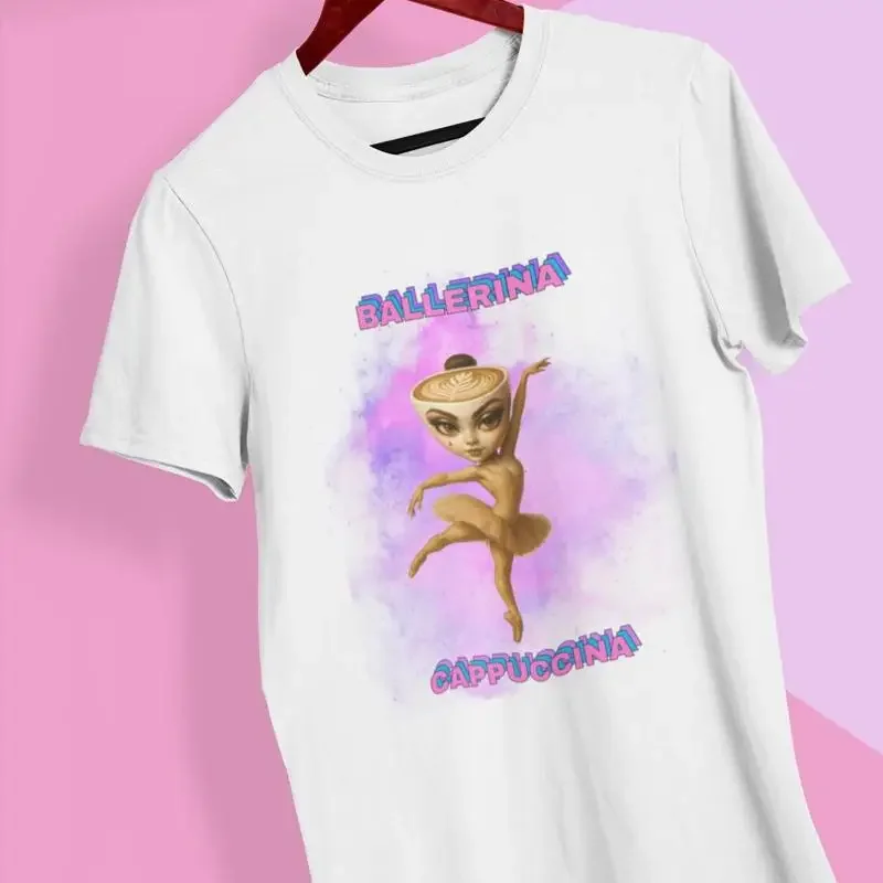 Capuchin Dancer T Shirt Gen Z Meme Coffee Ballerina Bootleg Cappuccino Retro