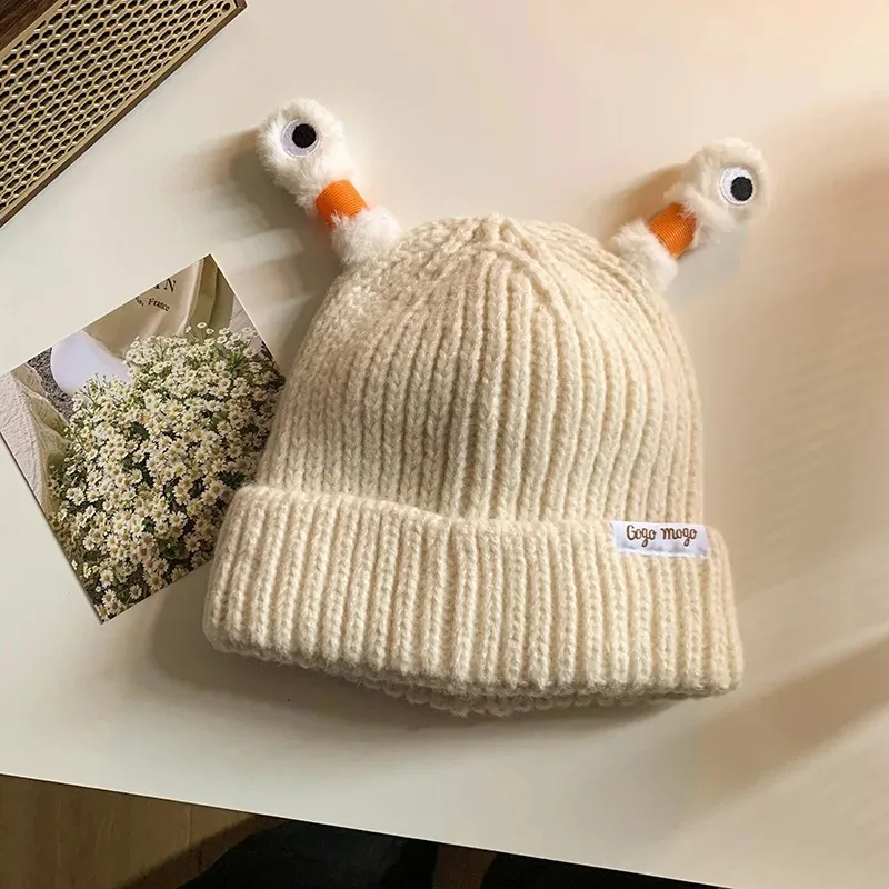 Niedliche Cartoon-schrullige lichtemittierende Tentakel-Strickmütze, Eltern-Kind-Modelle, warme Wollmütze, Augen, lichtemittierende Beanie, Monstermütze – Detail 11