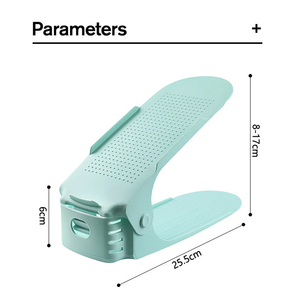 5-10pcs Household Simple One-piece Shoe Bracket Folding Type Adjustable Shoe Cabinet Shoe Storage Plastic Double-layer Shoe Rack view 5
