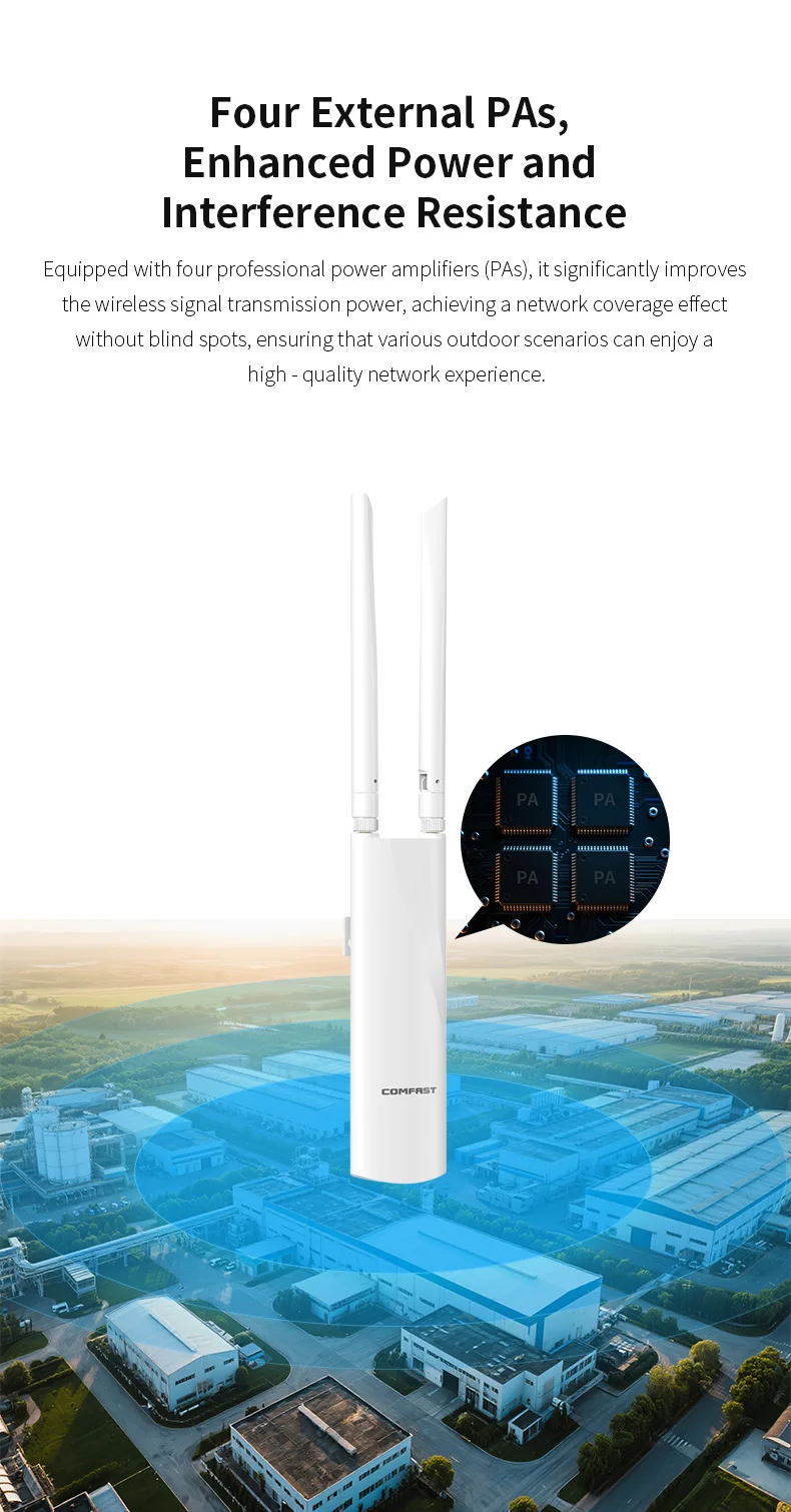 COMFAST 1300Mbps Penguat Sinyal Wifi Luar Ruangan AP Router repeater Dual-band 2.4G+5Ghz PoE Transmisi Wifi Nirkabel tahan air