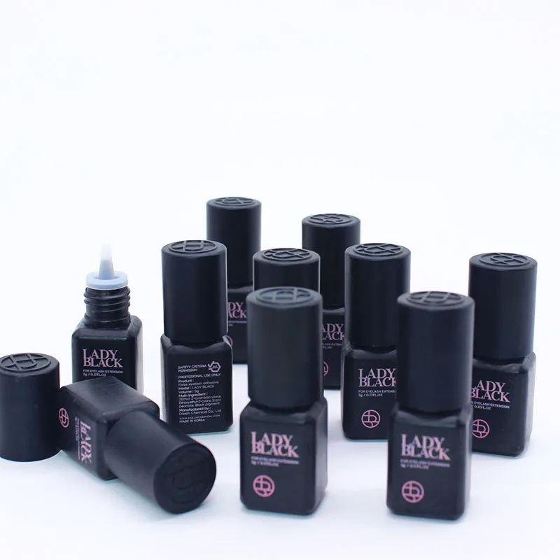 10Pcs Korea Original Lady Black False Eyelash Extensions Glue Low Irritation for Sensitive Skin Lash Adhesive 5ml Makeup Tools