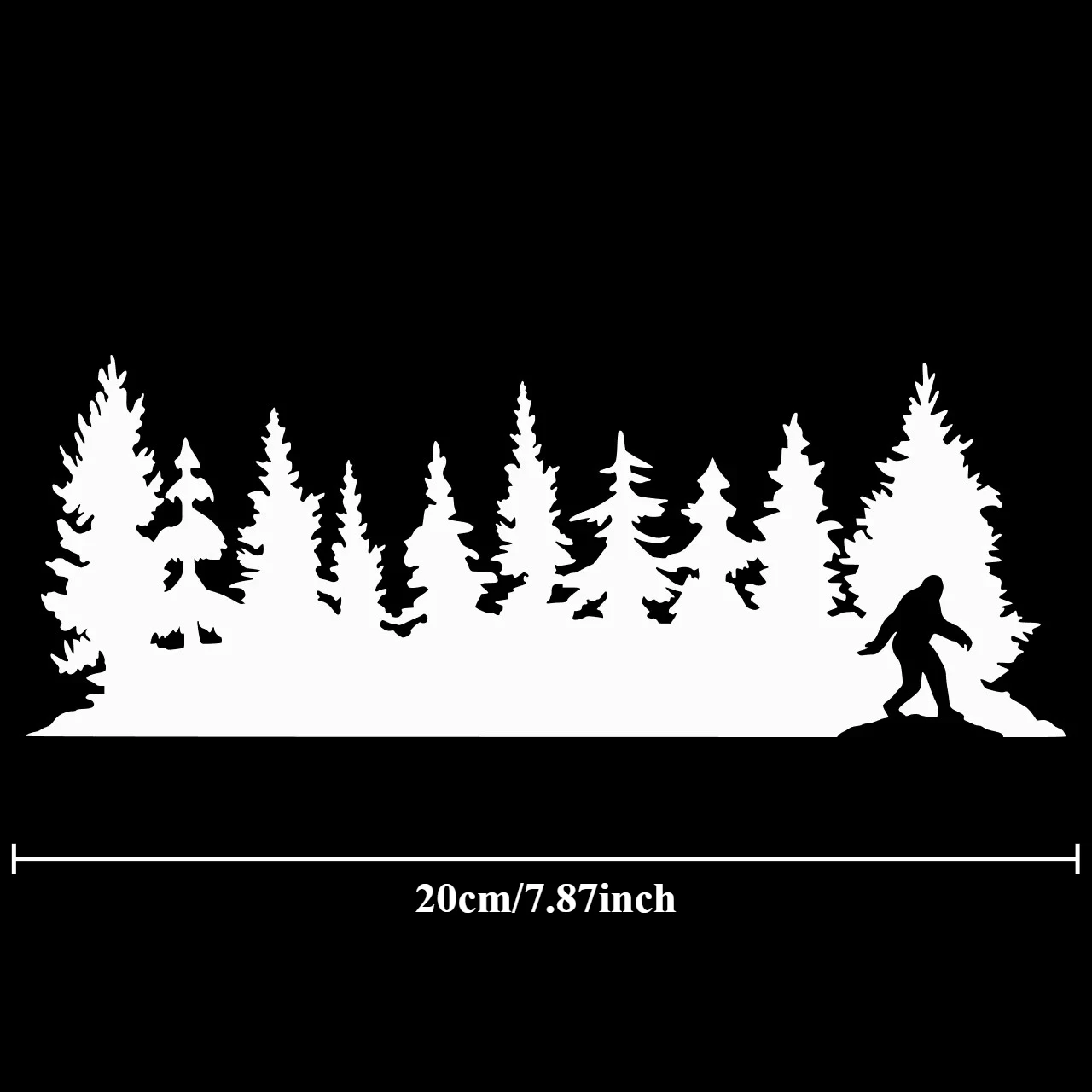 1pc Bigfoot Pine Forest Silhouette Vinyl Sticker Waterproof Outdoor Decal for Car Truck Window Camper Van Decor