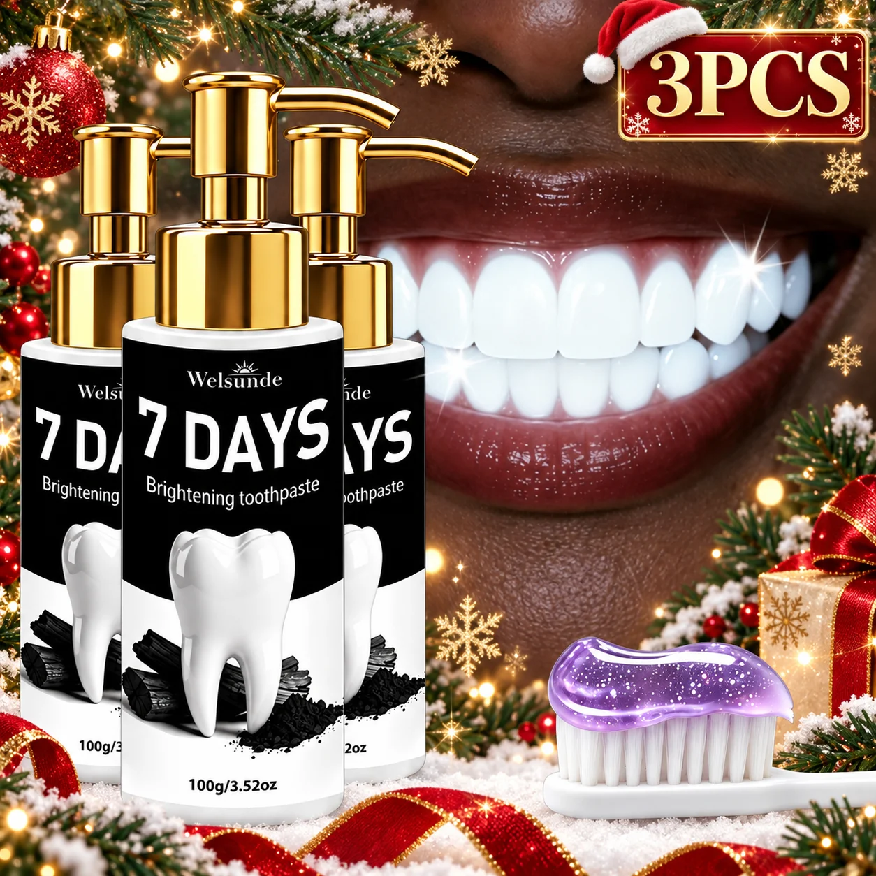 1/3 Pack Whitening Toothpaste With Hydroxyapatite & Natural Herbal Ingredients. Deep Clean Formula for Gentle Daily Oral Care. Rich Foamy Lather, Brighter Cleaner Teeth, Fresh Breath. Easy-Dispensing Pump. Perfect for Halloween Gifts & Daily Use.