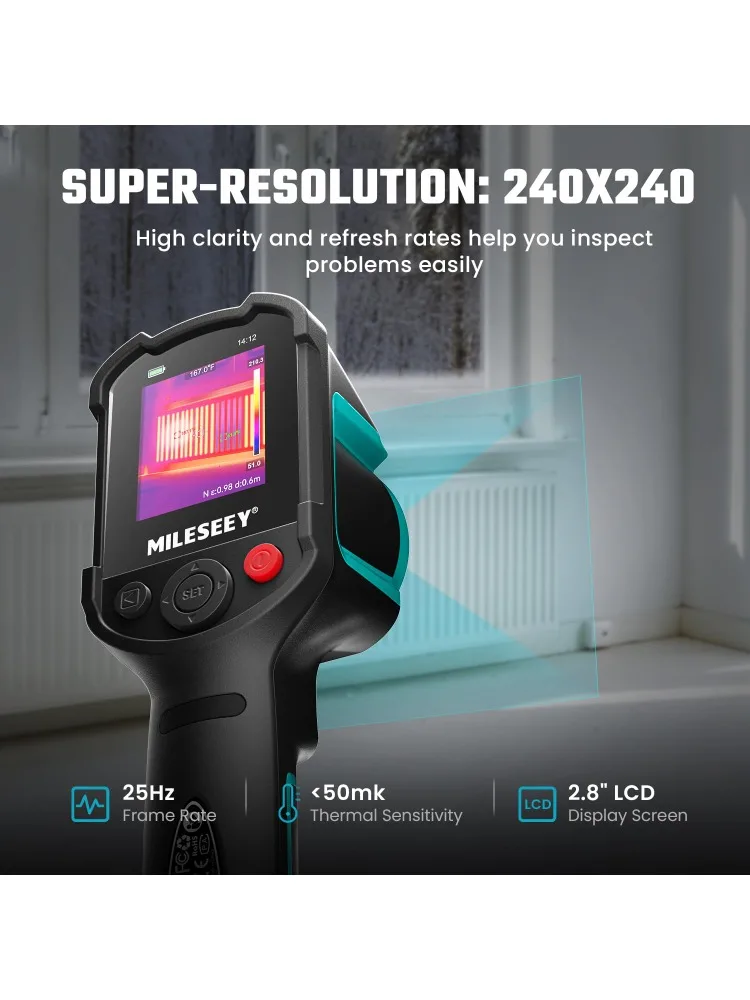 Câmera de imagem térmica TR10, câmera térmica de super resolução 240 x 240, taxa de atualização de 25 Hz, -4 ° F a 1022 ° F infravermelho portátil