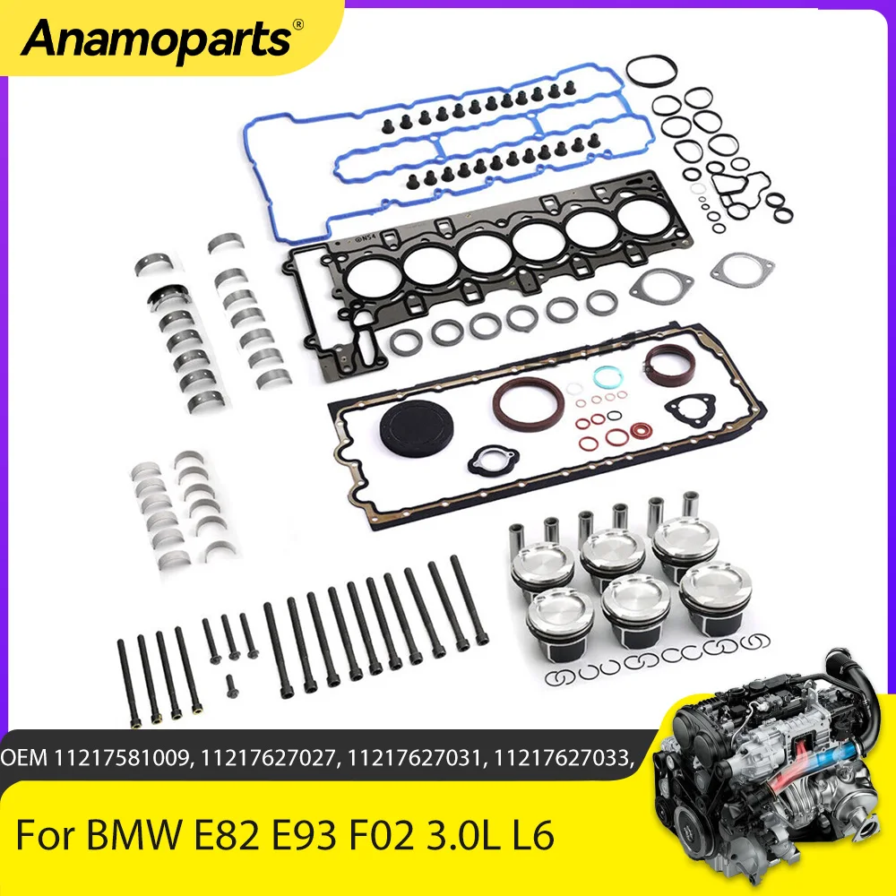 

Engine Parts Rebuild Overhaul Pistons Gasket Kit Fit 3.0 L L6 Gas N54 For BMW 335i E60 E61 E82 E88 E90 E91 E92 E93 F01 F02 3.0L
