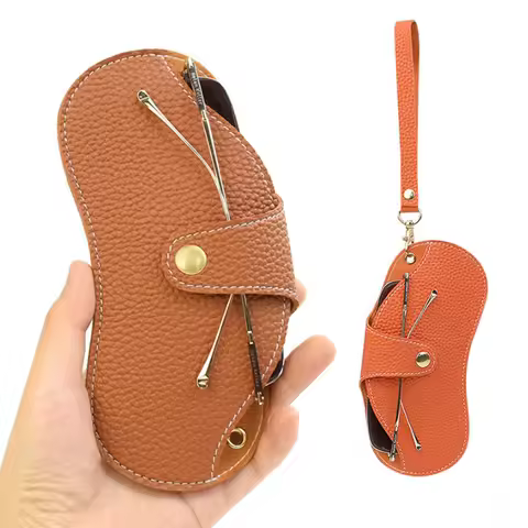 Fashion Simple Sunglasses Case PU Leather Glasses Bag Myopia Eyewear Protector Pouch Portable Hanging Neck Wrist Storage Box