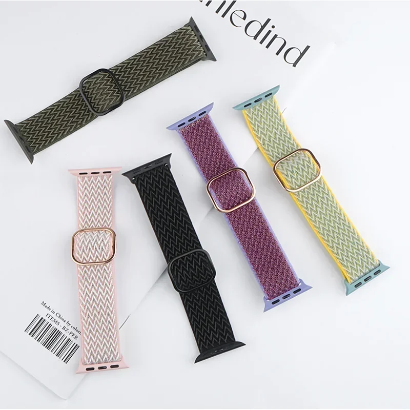 Bracelet en Nylon pour Apple Watch 10 bandes 46mm 42mm Ultra 2 49mm 41mm 45mm 44mm Bracelet élastique bohème iWatch série 9 8 7 6 5 4 Se