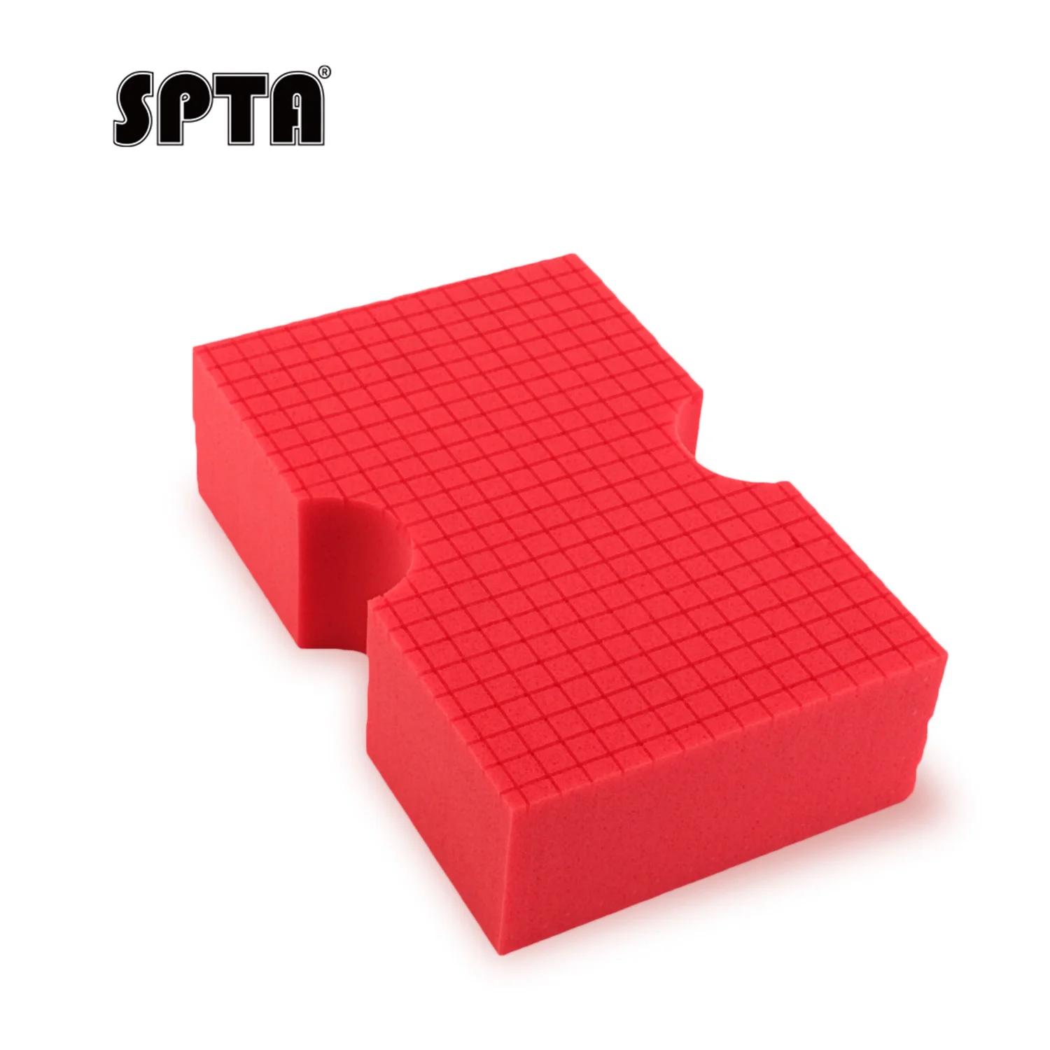 SPTA 1PC Red Car Wash Sponge Scratch-Free Car Cleaning Sponge Durable Cross Cut Grid Sponge for Auto Multi Use Cleaning Washing