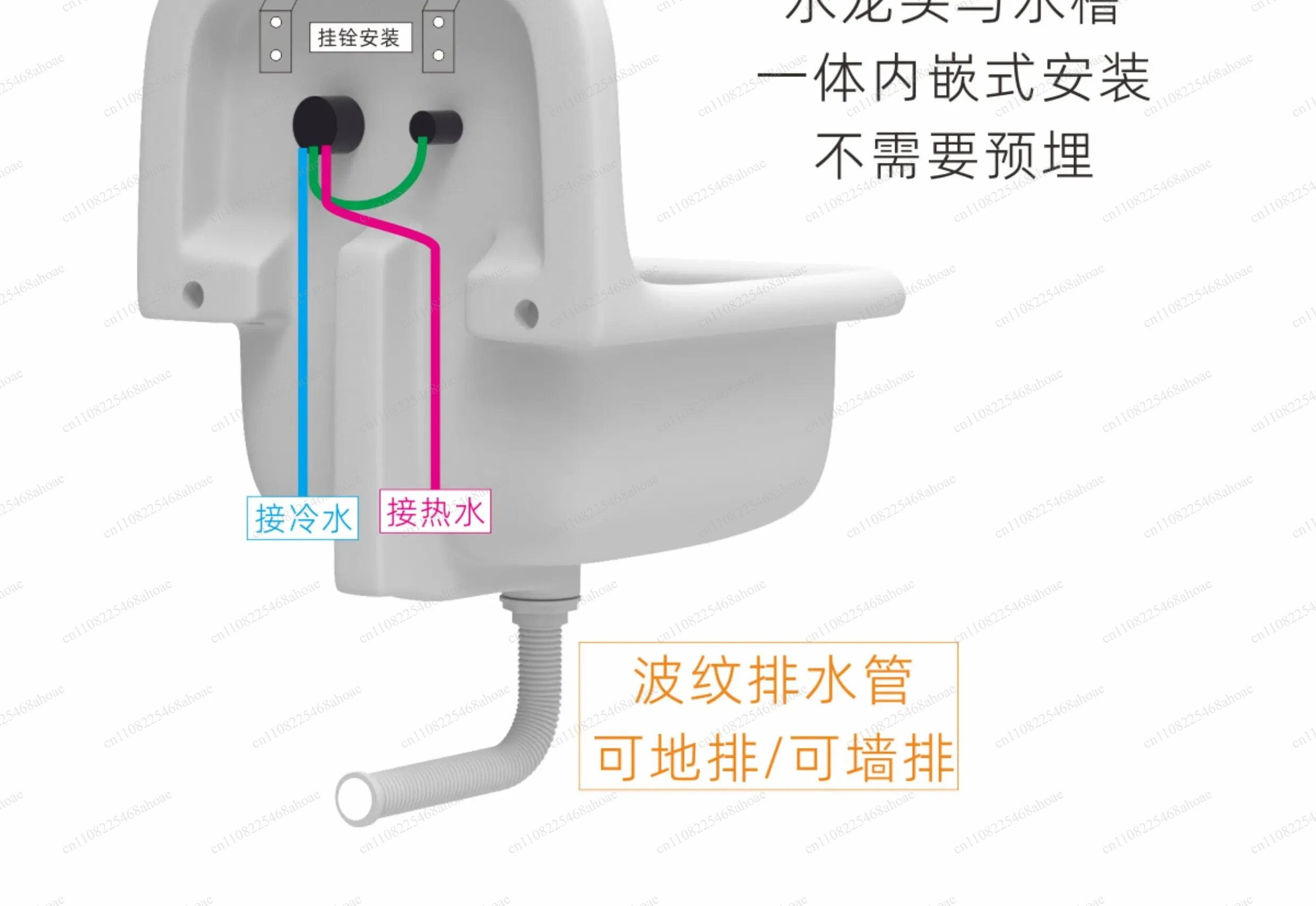 Retro Imitation Cast Iron Ceramic Wash Basin Dual Use Wall Mount & Countertop Hanging Sink Vintage Bathroom Vanity Basin