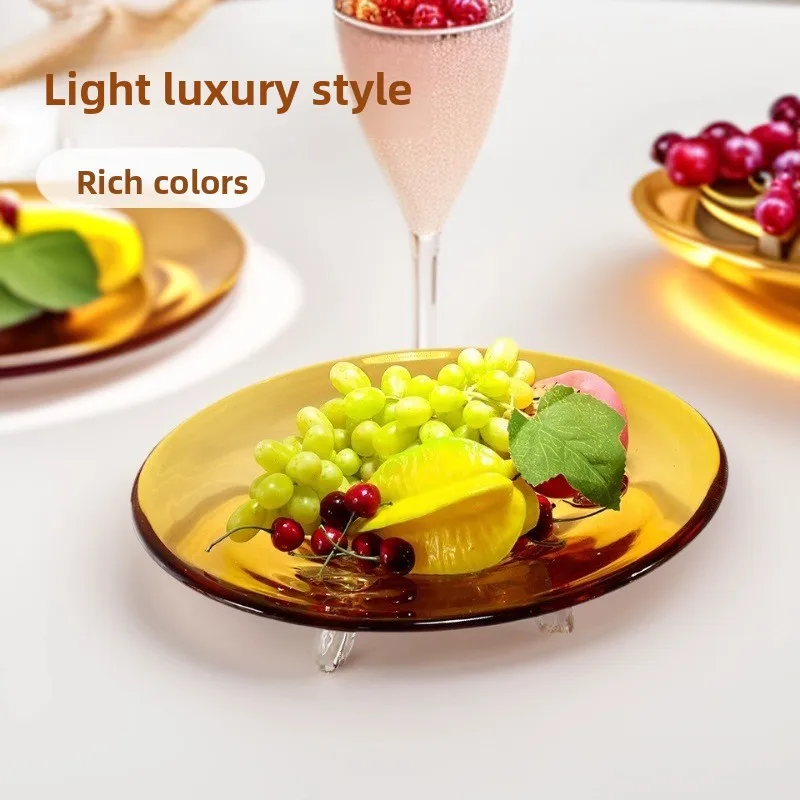 Nordic ins style home heat-resistant handmade glass fruit plate creative fruit plate living room home