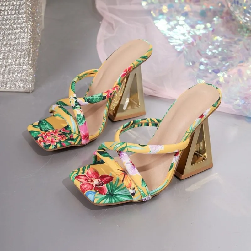 

Sexy Platform High Sandals Slippers Summer Women Fashion Peep Toe Shallow 10CM Thin Heel Shoes Slip On Sweet Party Plus Size 43