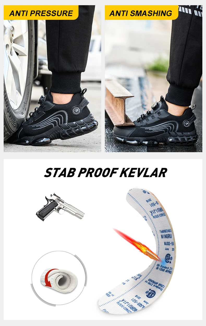 Rotierende Knopf Sicherheitsschuhe Männer Stahlkappe Sneaker Air Kissen Arbeit Mann Pannensichere Arbeitssicherheit Industrielle Schutzschuhe – Detail 11