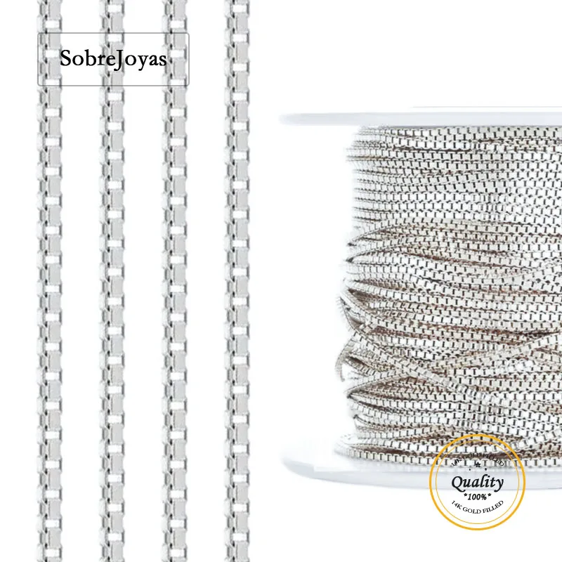 

925 Sterling Silver 0.85mm Box Chain Footage Unfinished Wholesale 100cm Chain DIY Jewelry Findings for Accessories Chains