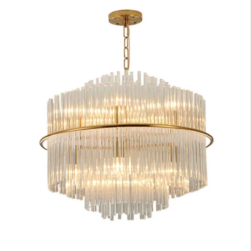 Candelabro redondo de cristal de lujo para salón de banquetes, hotel, sala de estar, dormitorio, candelabro de techo de cristal alto