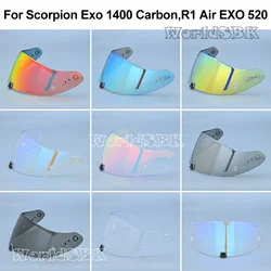 Helmets Visor For Scorpion Exo 1400 Carbon, R1 & EXO 520 Motorcycle Helmet Lens Visor Plating Uv Protection Lens Faceshield