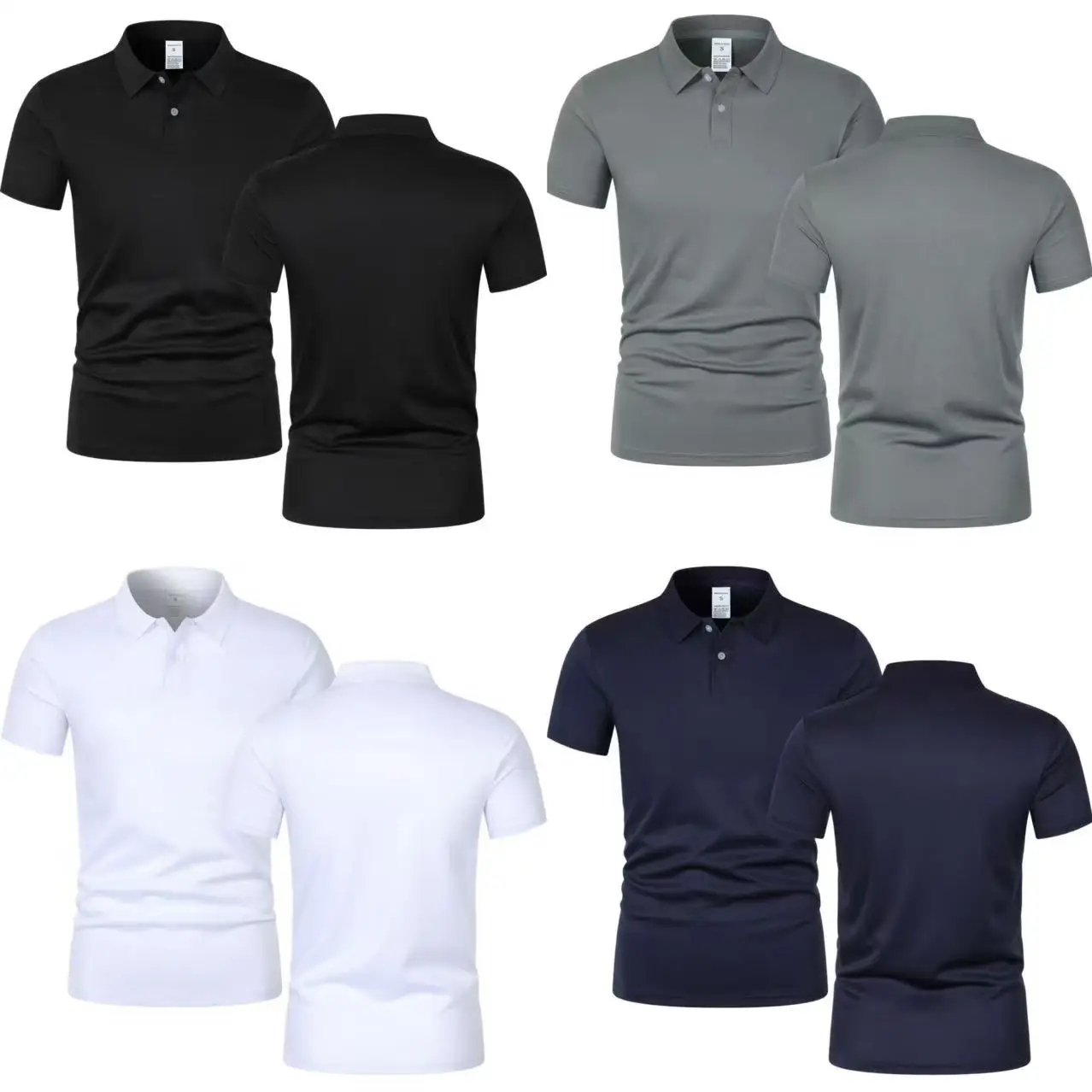 2025 Solid Color Polo Shirt Ultra-Light Men's Quick-Drying Breathable Sweat-Wicking Shirt Suitable for Fitness Gym and Running
