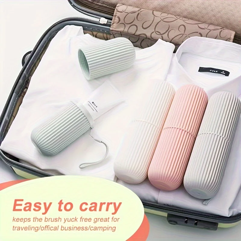 Caso de suporte de escova de dentes à prova de vazamento com corda de suspensão caixa organizadora de viagem à prova de vazamento, design compacto e empilhável, acessórios de viagem
