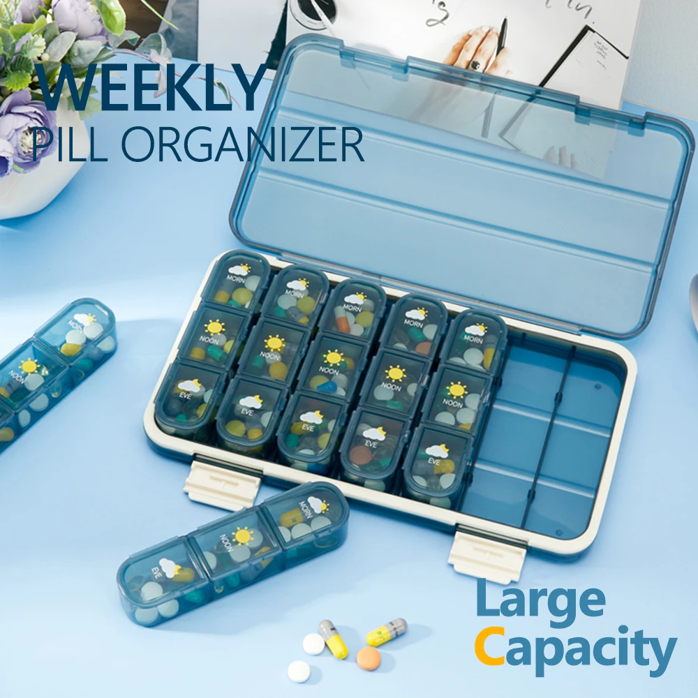 7 Days Portable Pill Case Large Capacity One Week Pill Box 21/28 Grids Small Mini Medicine Storage Detachable Box Health Care