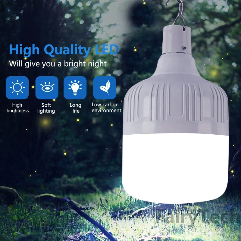 200W Portable Emergency Lights USB Rechargeable LED Lantern Hook Outdoor Adjustable Tent Lamp BBQ fishing Camping Lighting Bulb