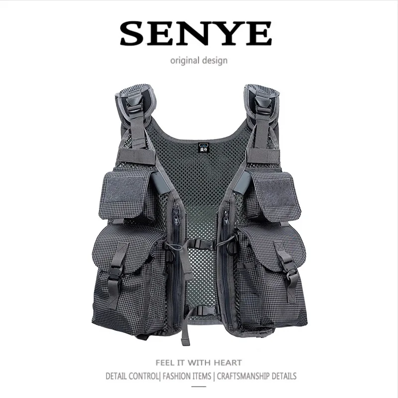 Tactical Camping Multi-function Vest Multi-pocket Fly Fishing Stream Fishing Suit Men and Women with The Same Outdoor Vest Tide