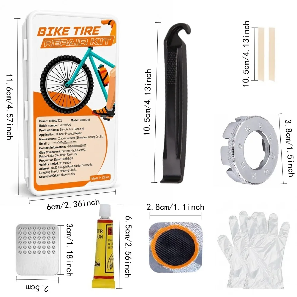 Bike Tire Repair Kit,Bicycle Inner Tube Puncture Patch Kits,Metal Rasp and Tire Lever, Bike Patch Kit for Mountain and Road Bike view 5