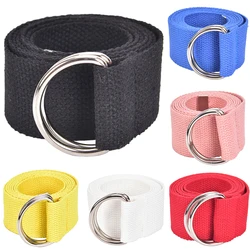 Unisex Casual Double D-Rings Nylon Canvas Stripes Buckle Waistband Outdoor Belts