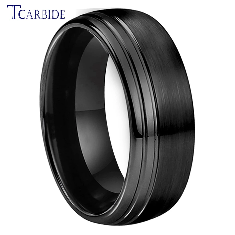 Dropshipping 8mm Domed Wedding Band Men Women Tungsten Carbide Ring Grooved Polished Brushed Classic Gift Jewelry Comfort Fit