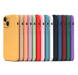 Liquid Silicone Soft Case For IPhone  11 12 13 14 Pro Max 13 mini 14 Plus Contracted Pure Color Shockproof Back Cover Fundas