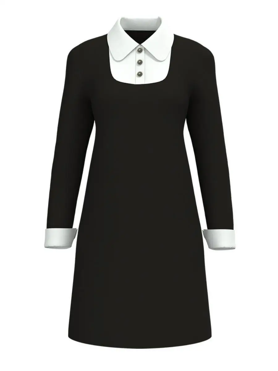 New Gothic Sle Wednesday School orm Jaet Children's Performance Cosplay Costume k Sle Polyester Material