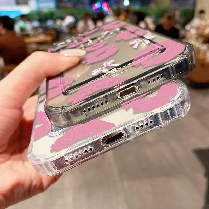 Sexy Lip Transparent Phone Case For Samsung A16 A57 A56 A37 A17 A07 A55 A54 A35 S26 S25 S24 S23 Ultra Card Slot Bag Holder Cover - view 6