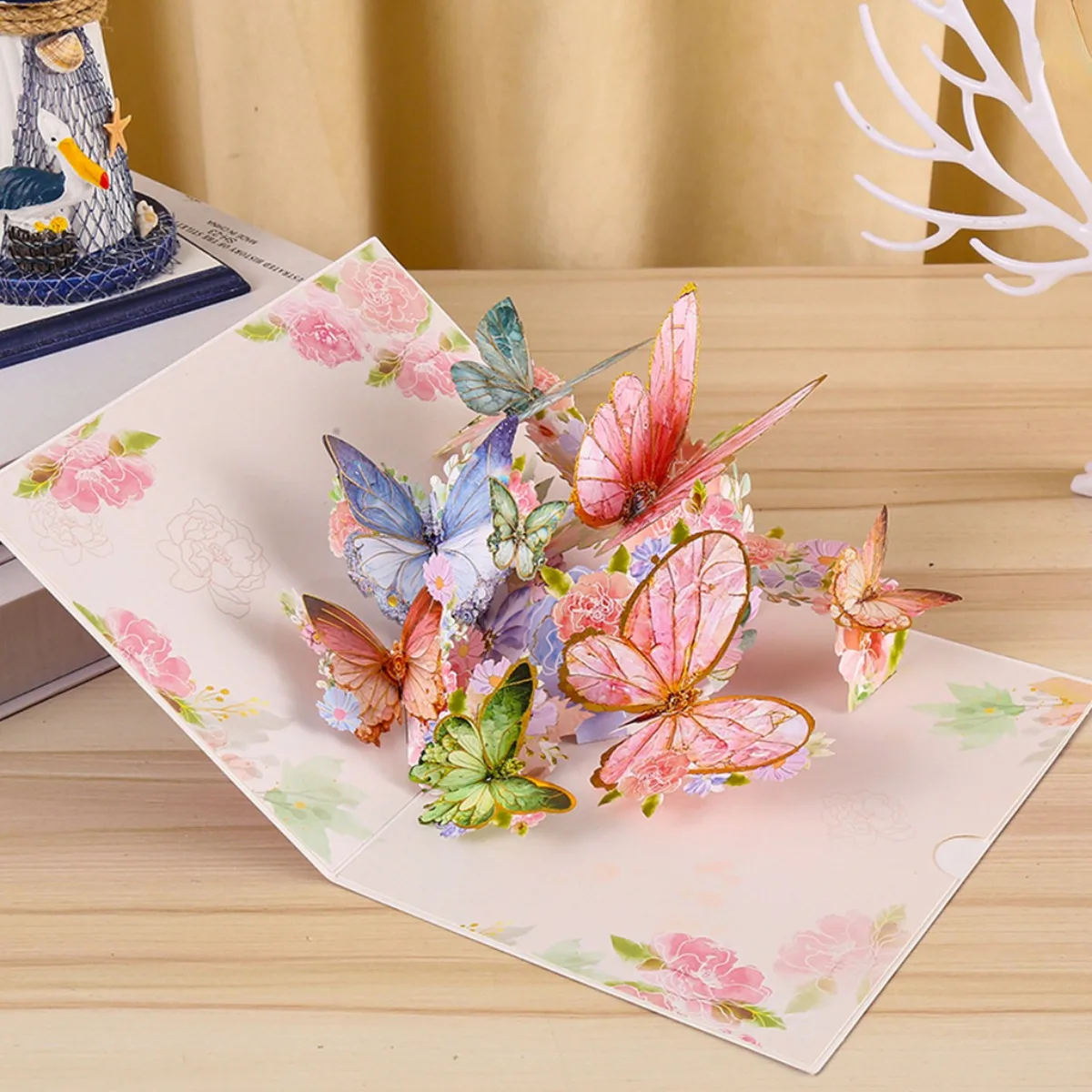 3D Butterfly Pop-Up Greeting Card with Hollow Butterfly Design Foldable Holiday Gift for Blessings Birthday Card Anniversary