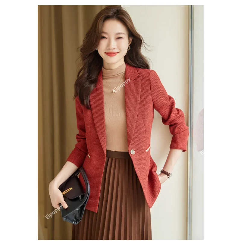 2024 New Women Blazer Brown Red Green Black Fashion Professional Formal Jackets One Button Business Office Ladies Work Coat Tops