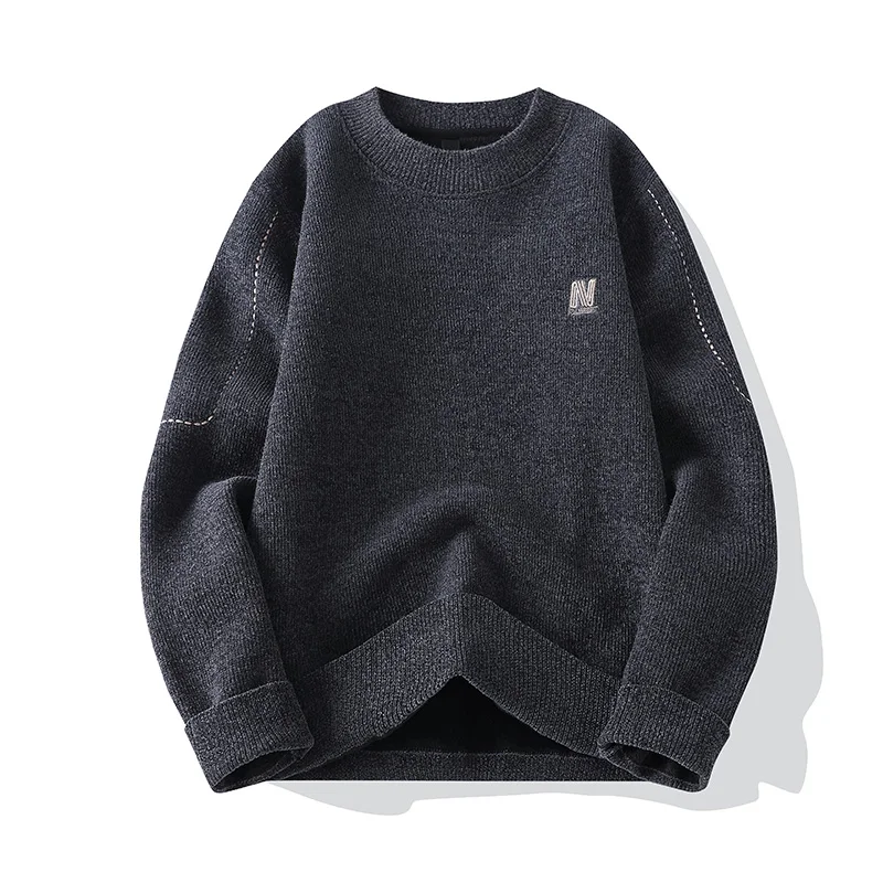 New Warm Autumn Winter Knitwear Round Neck Thicken Bottoming Shirt Knit Sweater Double-sided Pullover Jacket Solid Fashion Tops