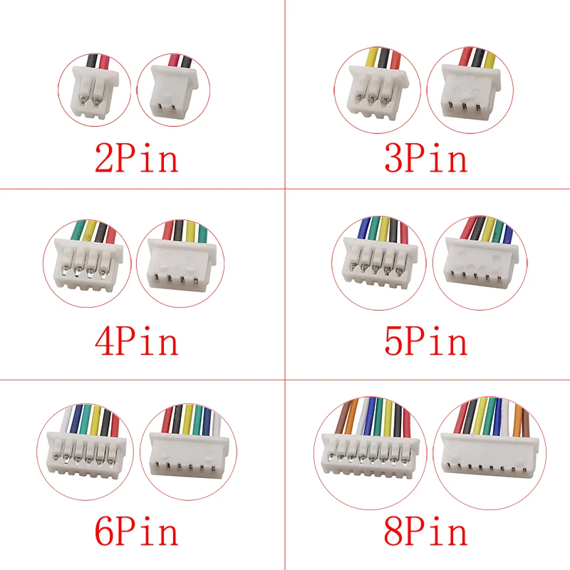 10Pcs Mini JST 1.25mm Pitch Connector Double / Single ended 2/3/4/5/6/8 Pin JST 1.25mm Plug with 28AWG Wires Cable 10/15/20/30CM view 5